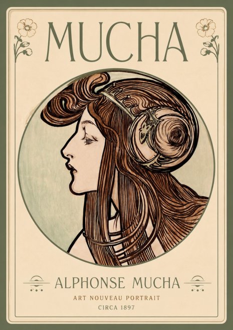 Mucha Art Nouveau Portrait II No4 - Poszter