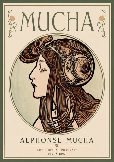 Mucha Art Nouveau Portrait II No6 - Poszter