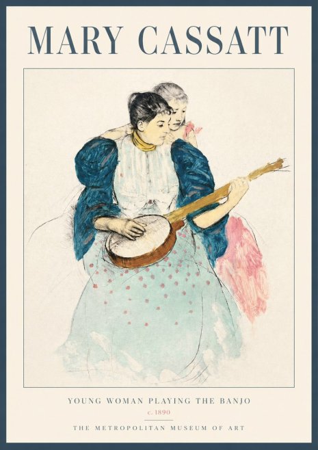 Mary Cassatt Young Woman Playing the Banjo No2 - Poszter