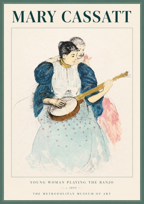 Mary Cassatt Young Woman Playing the Banjo No4 - Poszter