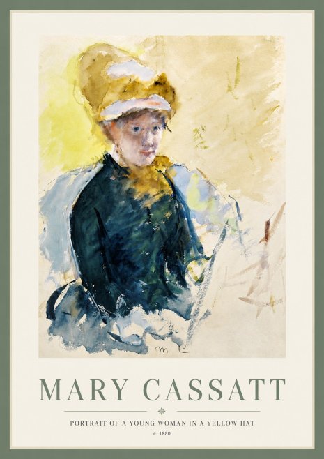 Mary Cassatt Portrait of a Young Woman in a Yellow Hat No3 - Poszter