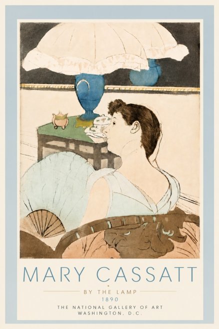 Mary Cassatt By the Lamp No5 - Poszter
