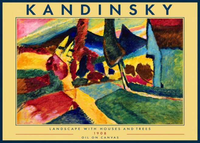 Kandinsky Landscape with Houses and Trees No2 - Poszter