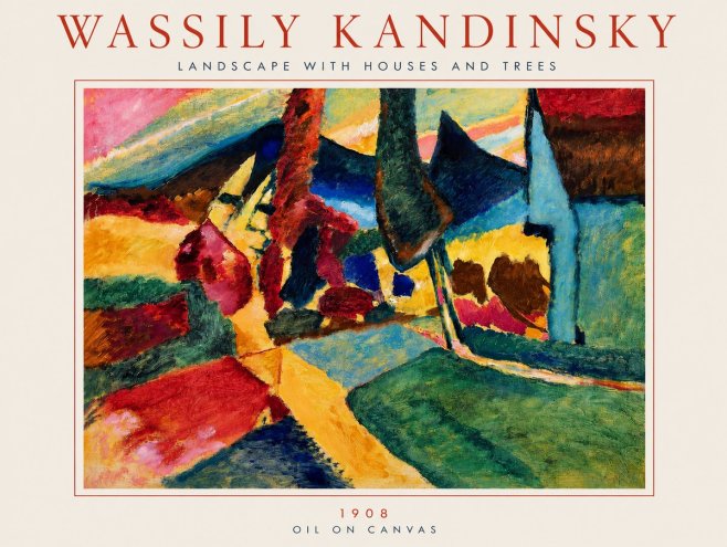Kandinsky Landscape with Houses and Trees No3 - Poszter