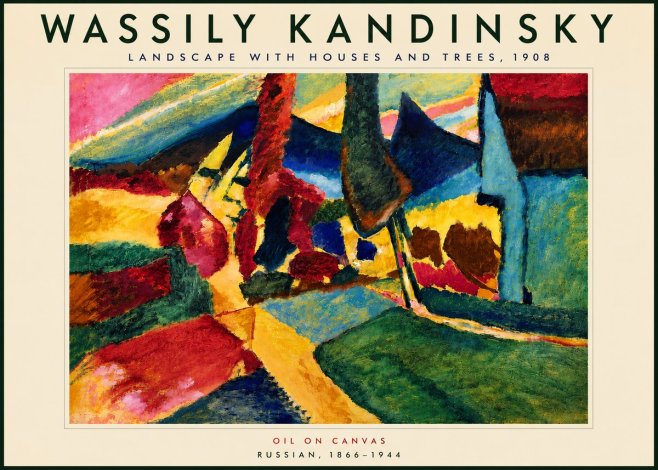 Kandinsky Landscape with Houses and Trees No6 - Poszter