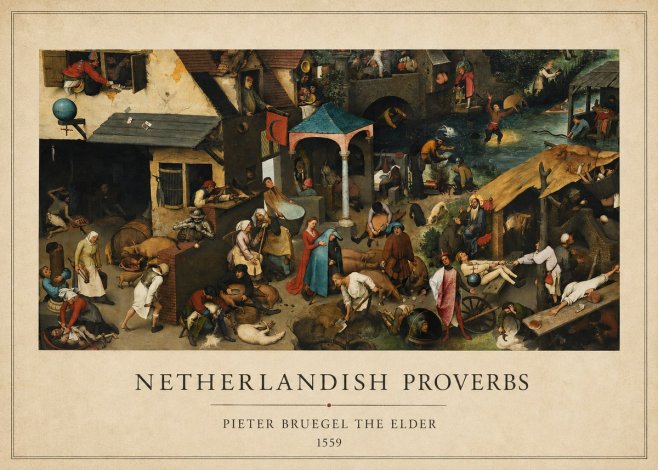 Pieter Bruegel Netherlandish Proverbs III No6 - Poszter