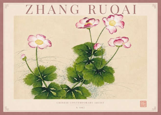 Zhang Ruoai Pink Anemones No2 - Poszter