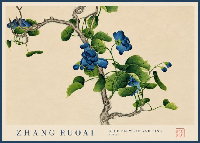 Zhang Ruoai Blue Morning Glories No3 - Poszter
