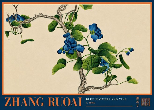 Zhang Ruoai Blue Morning Glories No6 - Poszter