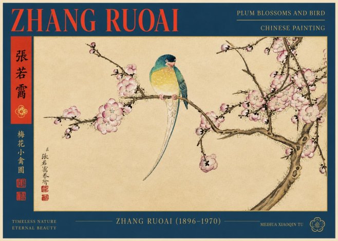 Zhang Ruoai Plum Blossoms and Bird No5 - Poszter