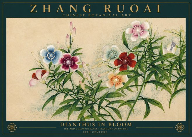 Zhang Ruoai Dianthus in Bloom No3 - Poszter