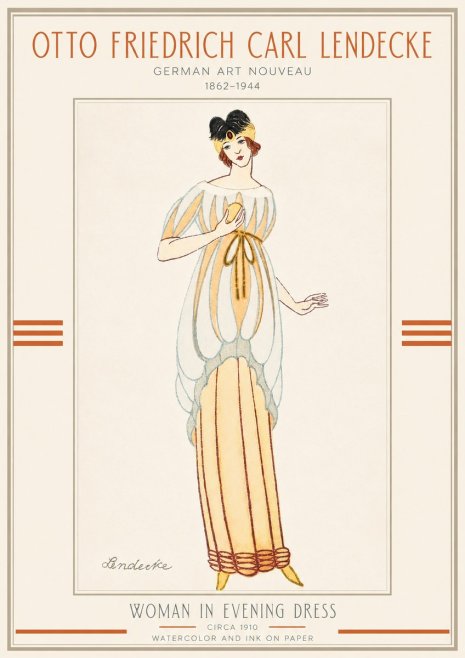 Otto Friedrich Carl Lendecke Woman in Evening Dress No3 - Poszter