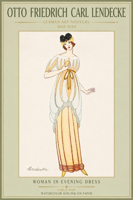 Otto Friedrich Carl Lendecke Woman in Evening Dress No5 - Poszter