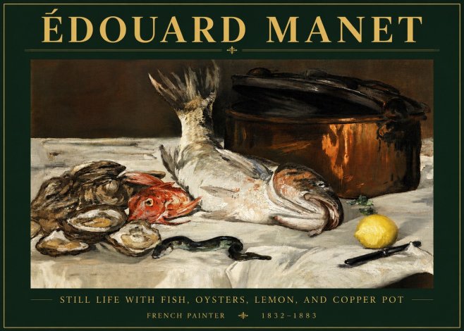 Édouard Manet Still Life with Fish, Oysters, Lemon, and Copper Pot No4 - Poszter