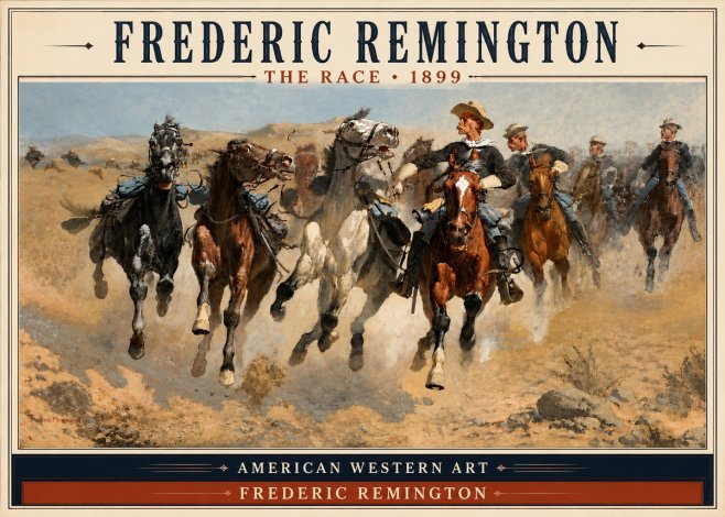 Frederic Remington The Race I No4 - Poszter