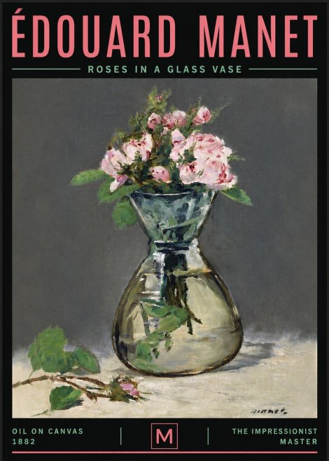 Édouard Manet Roses in a Glass Vase II No6 - Poszter