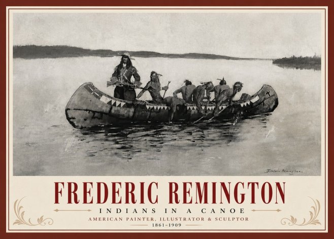 Frederic Remington Indians in a Canoe No6 - Poszter