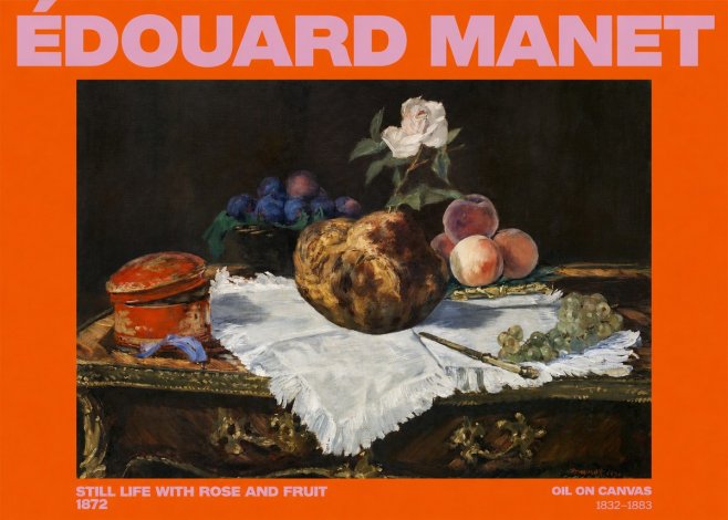Édouard Manet Still Life with Rose and Fruit No2 - Poszter