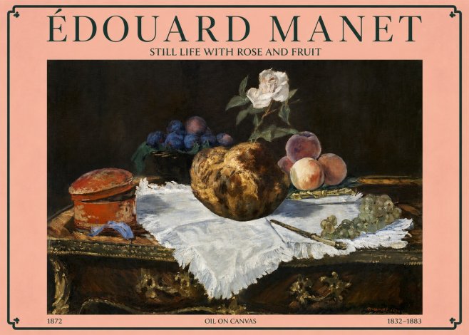 Édouard Manet Still Life with Rose and Fruit No3 - Poszter