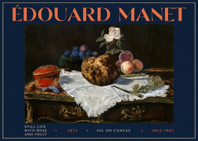 Édouard Manet Still Life with Rose and Fruit No4 - Poszter