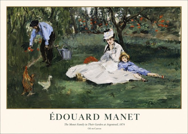 Édouard Manet The Monet Family in Their Garden at Argenteuil, 1874 No1 - Poszter