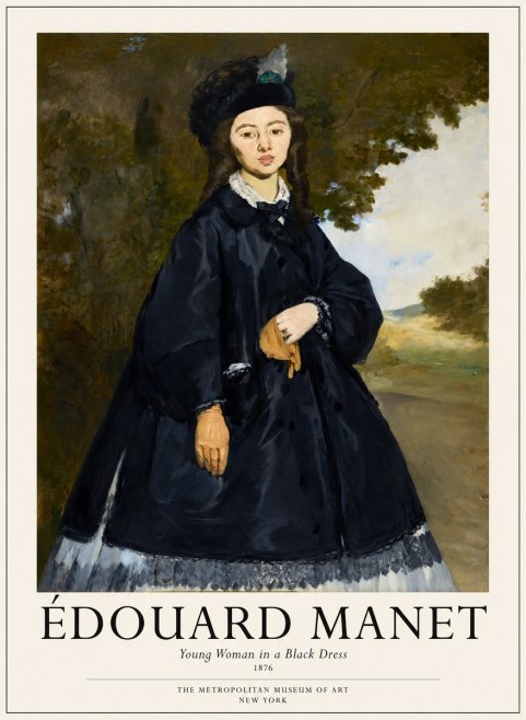Édouard Manet Young Woman in a Black Dress No1 - Poszter