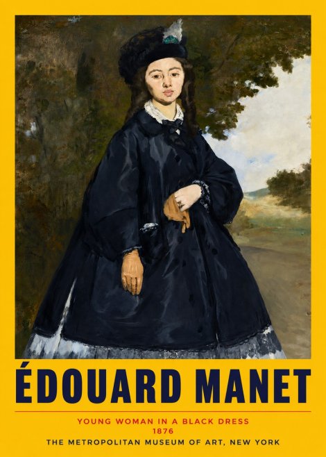 Édouard Manet Young Woman in a Black Dress No2 - Poszter