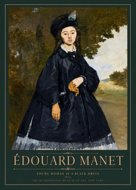 Édouard Manet Young Woman in a Black Dress No3 - Poszter