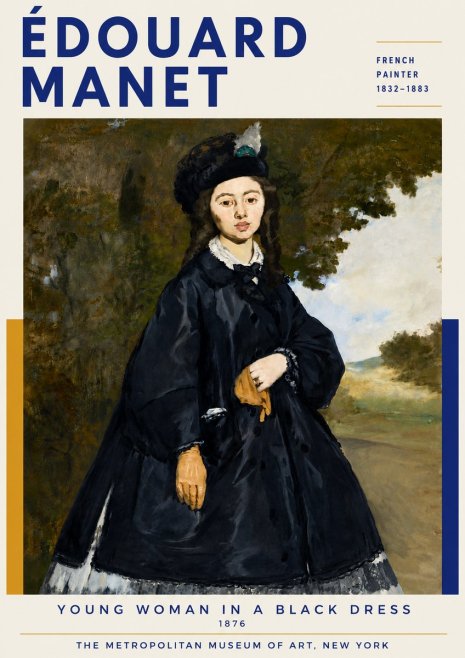 Édouard Manet Young Woman in a Black Dress No6 - Poszter