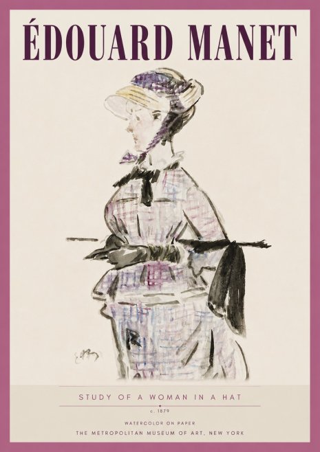 Édouard Manet Study of a Woman in a Hat No4 - Poszter