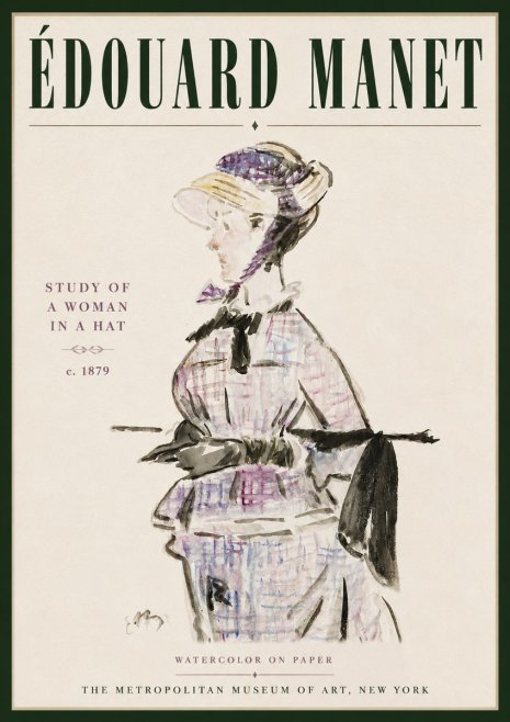 Édouard Manet Study of a Woman in a Hat No5 - Poszter