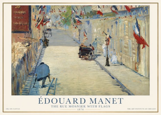 Édouard Manet The Rue Mosnier with Flags No1 - Poszter