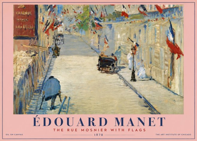 Édouard Manet The Rue Mosnier with Flags No6 - Poszter