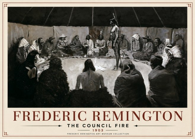 Frederic Remington The Council Fire II No6 - Poszter