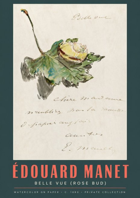 Édouard Manet A Rosebud with Leaf No3 - Poszter
