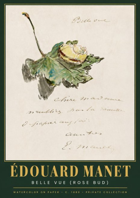 Édouard Manet A Rosebud with Leaf No5 - Poszter