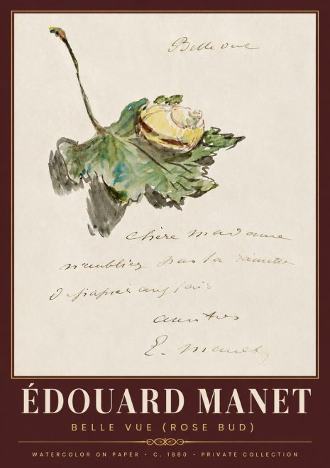 Édouard Manet A Rosebud with Leaf No6 - Poszter