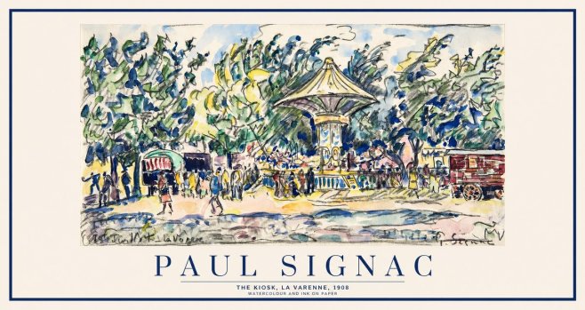 Signac The Kiosk, La Varenne, 1908 No1 - Poszter