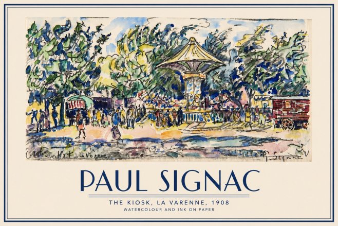 Signac The Kiosk, La Varenne, 1908 No3 - Poszter