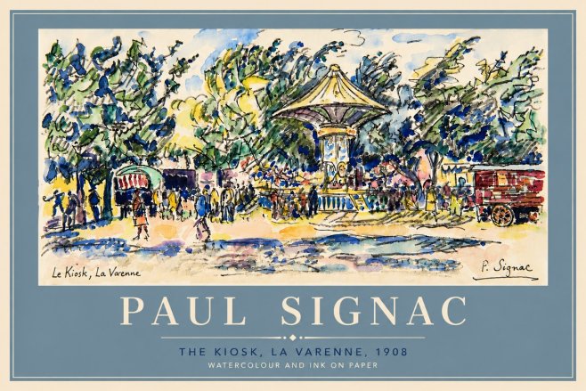 Signac The Kiosk, La Varenne, 1908 No5 - Poszter