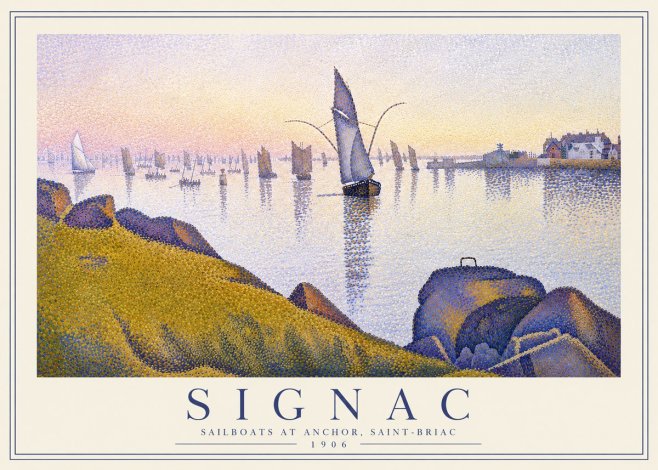 Signac Sailboats at Anchor, Saint-briac No3 - Poszter