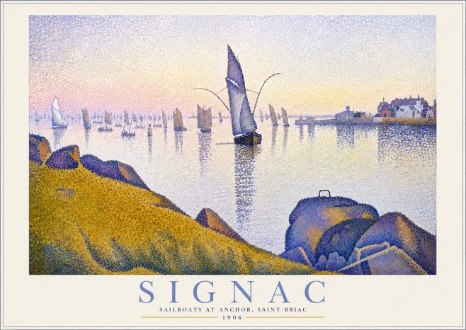 Signac Sailboats at Anchor, Saint-briac No4 - Poszter