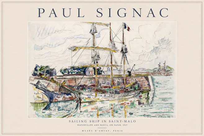 Signac Sailing Ship in Saint-malo No1 - Poszter