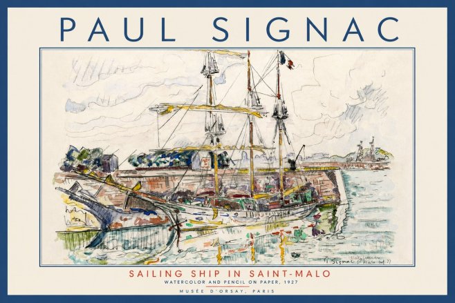 Signac Sailing Ship in Saint-malo No3 - Poszter