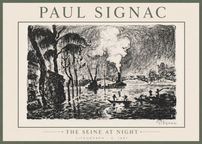 Signac The Seine at Night No6 - Poszter