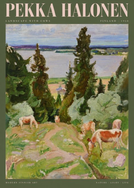 Pekka Halonen Landscape with Cows No2 - Poszter