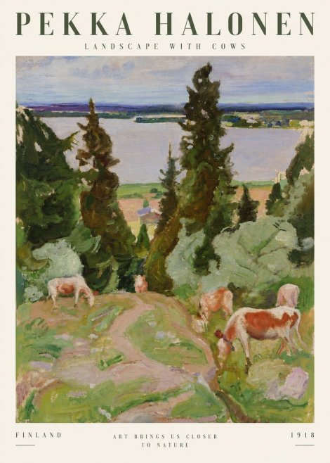 Pekka Halonen Landscape with Cows No4 - Poszter
