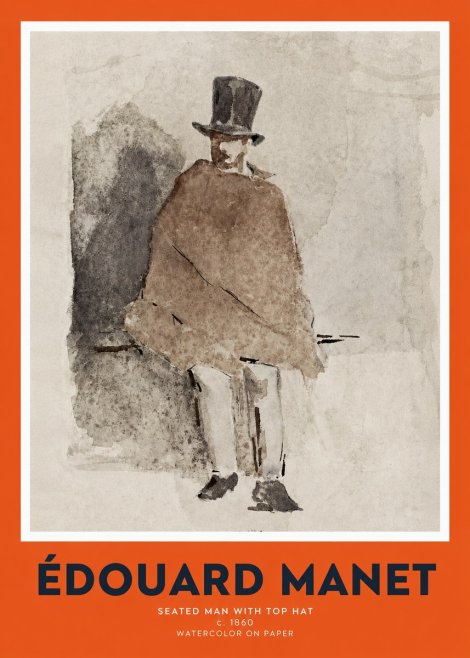 Édouard Manet Seated Man with Top Hat No2 - Poszter