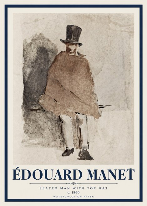 Édouard Manet Seated Man with Top Hat No3 - Poszter