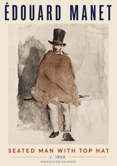 Édouard Manet Seated Man with Top Hat No5 - Poszter